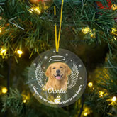 Ornement acrylique commémoratif personnalisé Pet Photo Paw Prints In Our Hearts - Cadeau pour les amoureux des animaux de compagnie